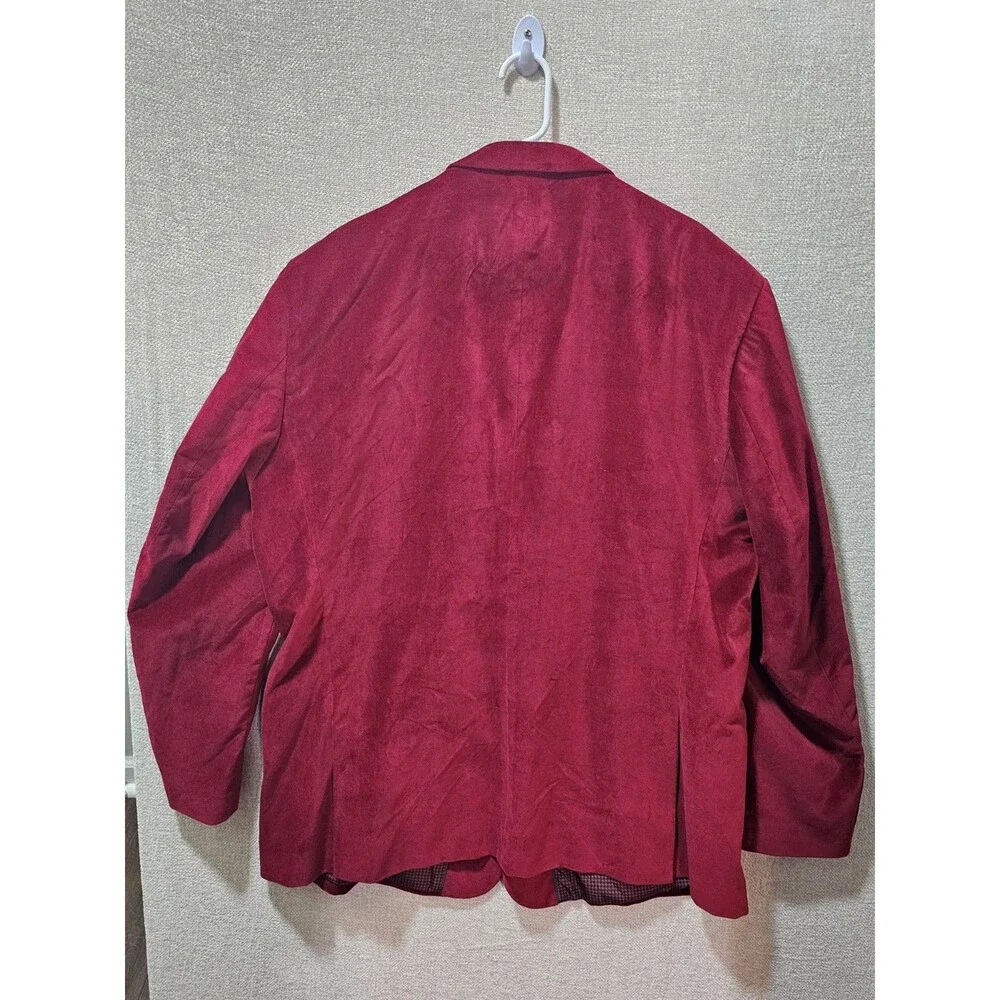 Madison Slim Fit Luxe Velvet Blazer Men's 54L Red Burgundy Jacket Coat Cotton